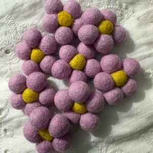 Purple and Yellow Felt Flower Hair Clips